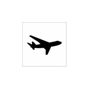 Classic Simple Aeroplane Silhouette Outline Rubber Stamp