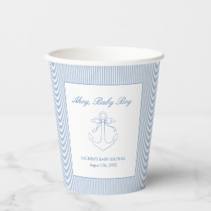 Classic Simple Ahoy Baby Boy Nautical Shower Paper Cups