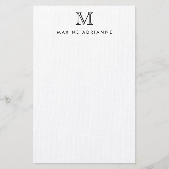 Classic Simple Basic Modern Monogram Initial Stationery (Front)