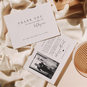 Classic Simple Best Day Ever Photo Wedding Thank You Card