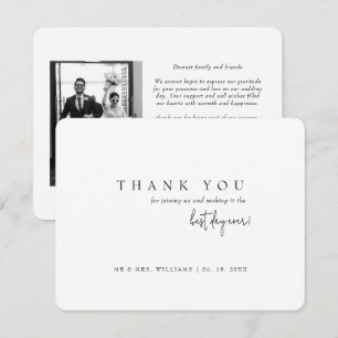 Classic Simple Best Day Ever Photo Wedding Thank You Card