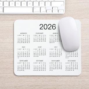 Classic Simple Black And White 2022 Calendar Mouse Mat