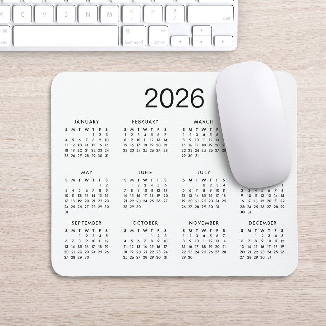 Classic Simple Black And White 2022 Calendar Mouse Mat (Creator Uploaded)