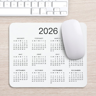 Classic Simple Black And White 2022 Calendar Mouse Mat
