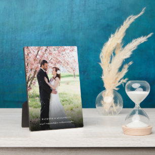 Classic Simple Black Gradient Wedding Photo Easel Plaque