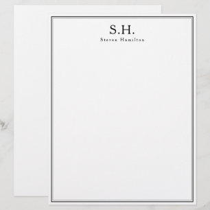 Classic Simple Black Monogram Name Minimalist Chic Custom Letterhead