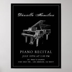 Classic Simple Black Piano Recital Poster