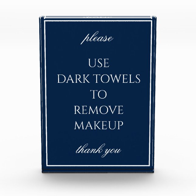 Classic Simple Blue Bathroom Makeup Towel Block (Front)