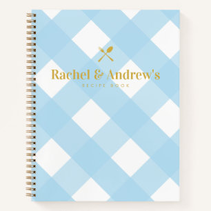 Classic Simple Blue Gingham Engagement Recipe Book