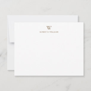 Classic Simple Brown Monogram Note Card