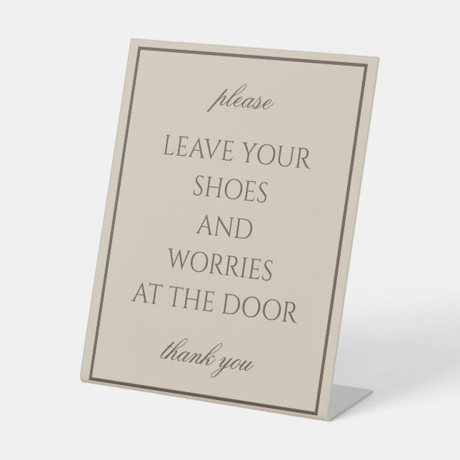 Classic Simple Brown Remove Shoes Counter Sign (Front)