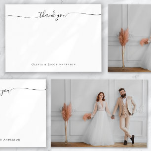 Classic Simple Calligraphy Photo Wedding Thank You Card