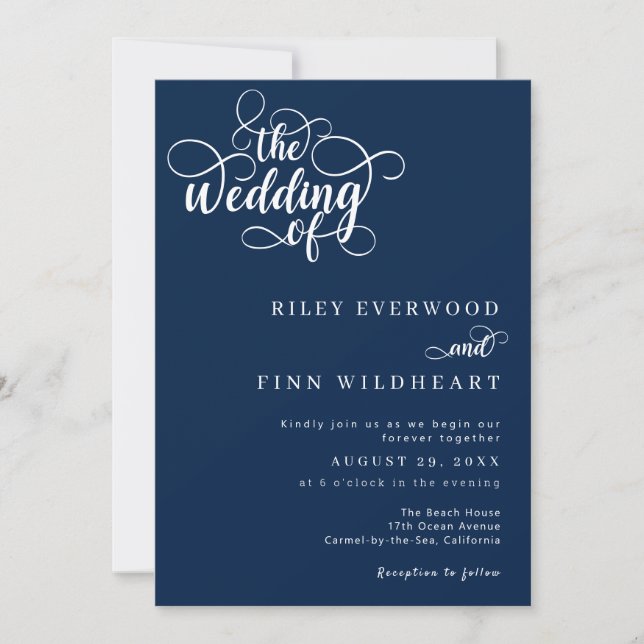Classic Simple Calligraphy Wedding Invitation (Front)