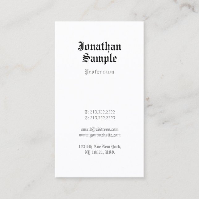 Classic Simple Chic Design Old English Nostalgic Business Card (Front)