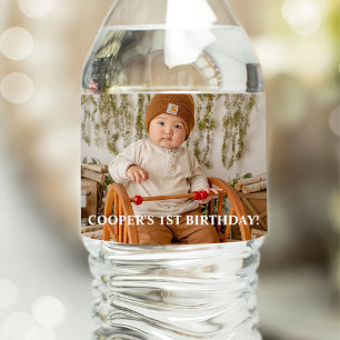 Classic Simple Custom Photo Water Bottle Label