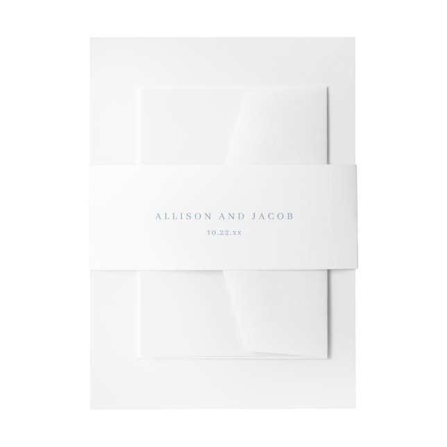 Classic Simple Dusty Blue Wedding Invitation  Invitation Belly Band (Front Example)