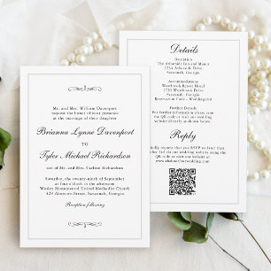Classic Simple Elegance All in One Wedding Invitation