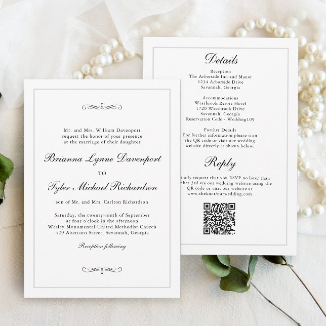 Classic Simple Elegance All in One Wedding Invitation (Creator Uploaded)