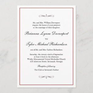 Classic Simple Elegance Burnt Orange Wedding Invitation