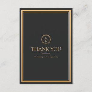 Classic Simple Elegance Gold Black Wedding Thank You Card