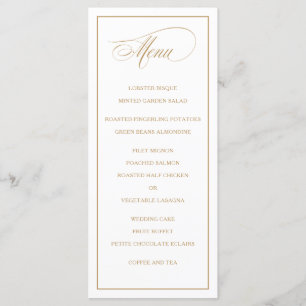 Classic Simple Elegance Gold Wedding Menu