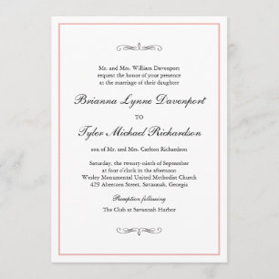 Classic Simple Elegance Wedding Blush Border Invitation