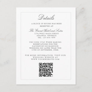 Classic Simple Elegance Wedding Info - Details Enclosure Card