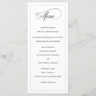 Classic Simple Elegance Wedding Menu