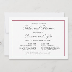 Classic Simple Elegance Wedding Rehearsal Dinner Invitation