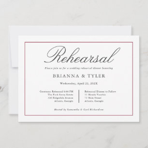 Classic Simple Elegance Wedding Rehearsal Dinner Invitation