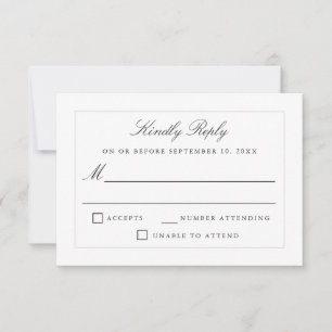 Classic Simple Elegance Wedding RSVP Card
