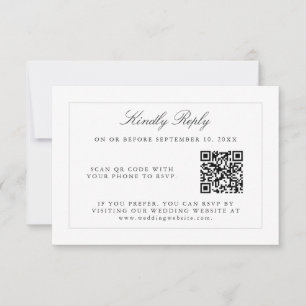 Classic Simple Elegance Wedding RSVP with QR Code Card