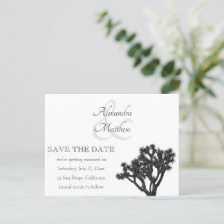 Classic Simple Elegant B&W Joshua tree Silhouette Announcement Postcard