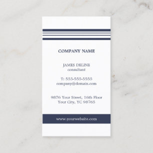 Classic Simple Elegant Blue White Business Card