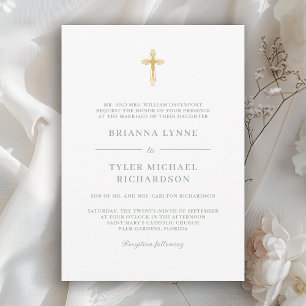 Classic Simple Elegant Christian Cross Wedding Invitation