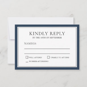 Classic Simple Elegant RSVP with Navy Edging