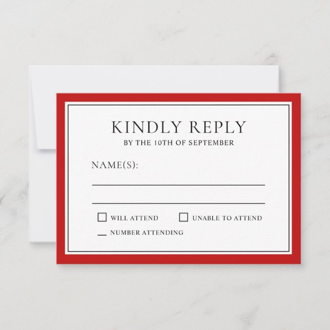 Classic Simple Elegant RSVP with Red Edging (Front)