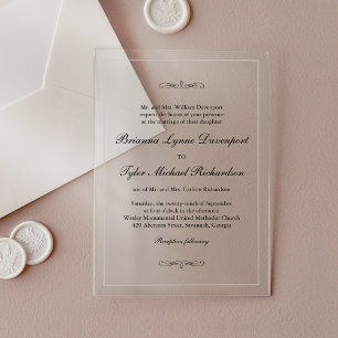 Classic Simple Elegant Wedding Acrylic Invitations