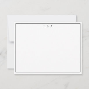Classic Simple Formal Black 3 Monogram Border Line Card