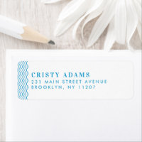 Classic Simple Formal Blue 3 Monogram Wave Border