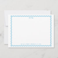 Classic Simple Formal Blue 3 Monogram Wave Border