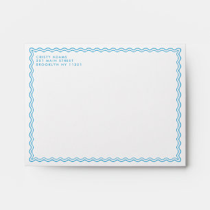 Classic Simple Formal Blue Wave Border Envelope