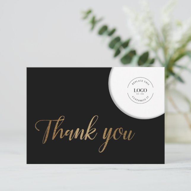 Classic Simple Gold black Your Logo here Thank You (Standing Front)
