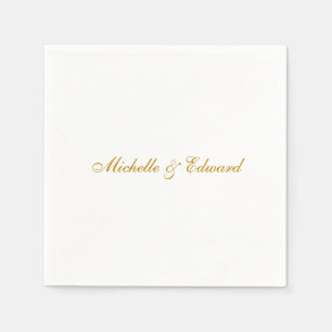 Classic Simple Gold Script Wedding Paper Napkins