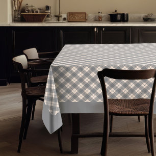Classic Simple Grey Plaid Chequered Tartan Tablecloth