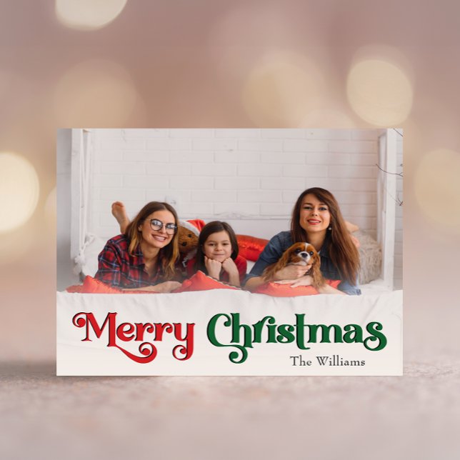 Classic Simple Merry Christmas Full Photo Holiday Card (Creator Uploaded)