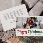Classic Simple Merry Christmas Large One Photo Holiday Card<br><div class="desc">Celebrate the season with this unique, classic simple Merry Christmas large one photo holiday card featuring a touch of vintage charm. The minimalist design showcases an elegant red and green colour palette, evoking the cosy spirit of winter. Its modern and fun appeal, paired with the traditional wording, creates a perfect...</div>