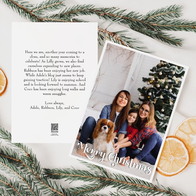 Classic Simple Merry Christmas Vertical Full Photo Holiday Card (Creator Uploaded)