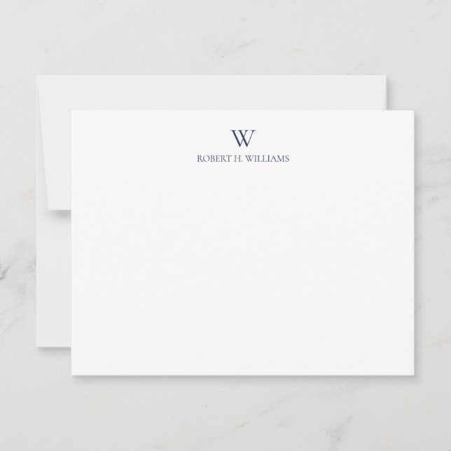 Classic Simple Midnight Blue Monogram Card (Front)