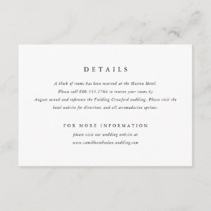 Classic Simple Minimal Elegant Type Wedding Enclosure Card